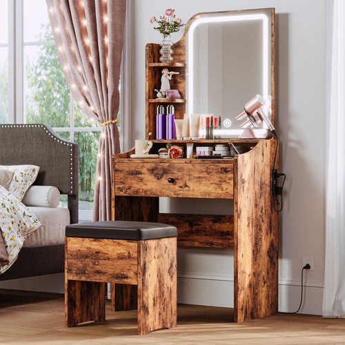 Small vanity desk with mirror - desk,